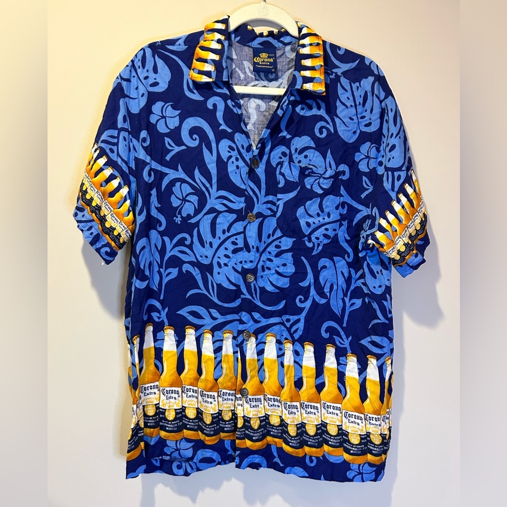 Corona Beer Men’s Size XL Short Sleeve Button Down Shirt Hawaiian‎ Floral